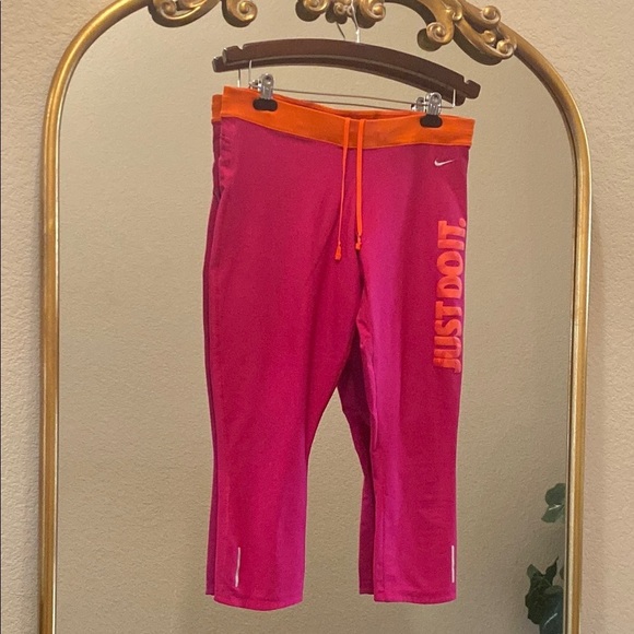 Nike Pink and Orange Dri-fit Performance Crop Leggings Size XL - Picture 10 of 11